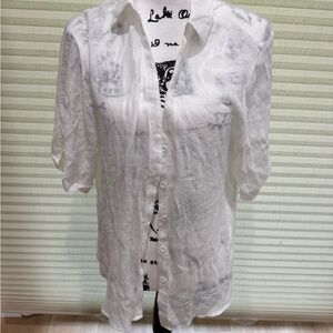 White Semi-Sheer Button-Front Women’s Shirt